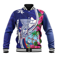 Biba Guam Liberation Day Baseball Jacket Tano y Chamoru Latte Stone Blue