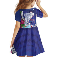 Biba Guam Liberation Day Family Matching Off Shoulder Short Dress and Hawaiian Shirt Tano y Chamoru Latte Stone Blue LT14 - Polynesian Pride