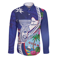 Biba Guam Liberation Day Family Matching Off Shoulder Short Dress and Hawaiian Shirt Tano y Chamoru Latte Stone Blue LT14 Dad's Shirt - Long Sleeve Blue - Polynesian Pride
