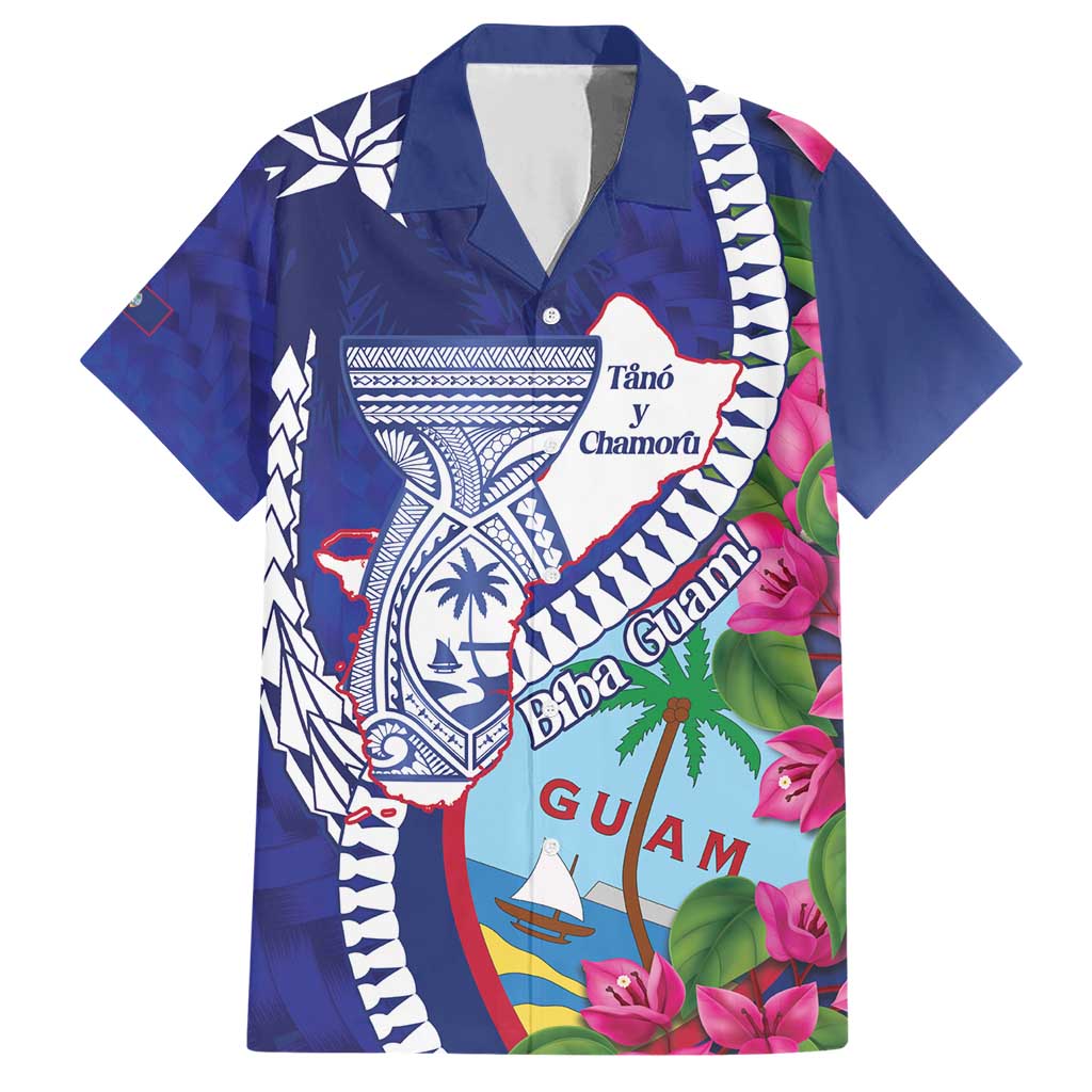 Biba Guam Liberation Day Family Matching Short Sleeve Bodycon Dress and Hawaiian Shirt Tano y Chamoru Latte Stone Blue LT14 Dad's Shirt - Short Sleeve Blue - Polynesian Pride