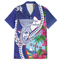 Biba Guam Liberation Day Family Matching Short Sleeve Bodycon Dress and Hawaiian Shirt Tano y Chamoru Latte Stone Blue LT14 Dad's Shirt - Short Sleeve Blue - Polynesian Pride