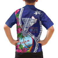 Biba Guam Liberation Day Family Matching Tank Maxi Dress and Hawaiian Shirt Tano y Chamoru Latte Stone Blue LT14 - Polynesian Pride