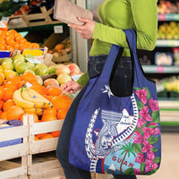 Biba Guam Liberation Day Grocery Bag Tano y Chamoru Latte Stone Blue