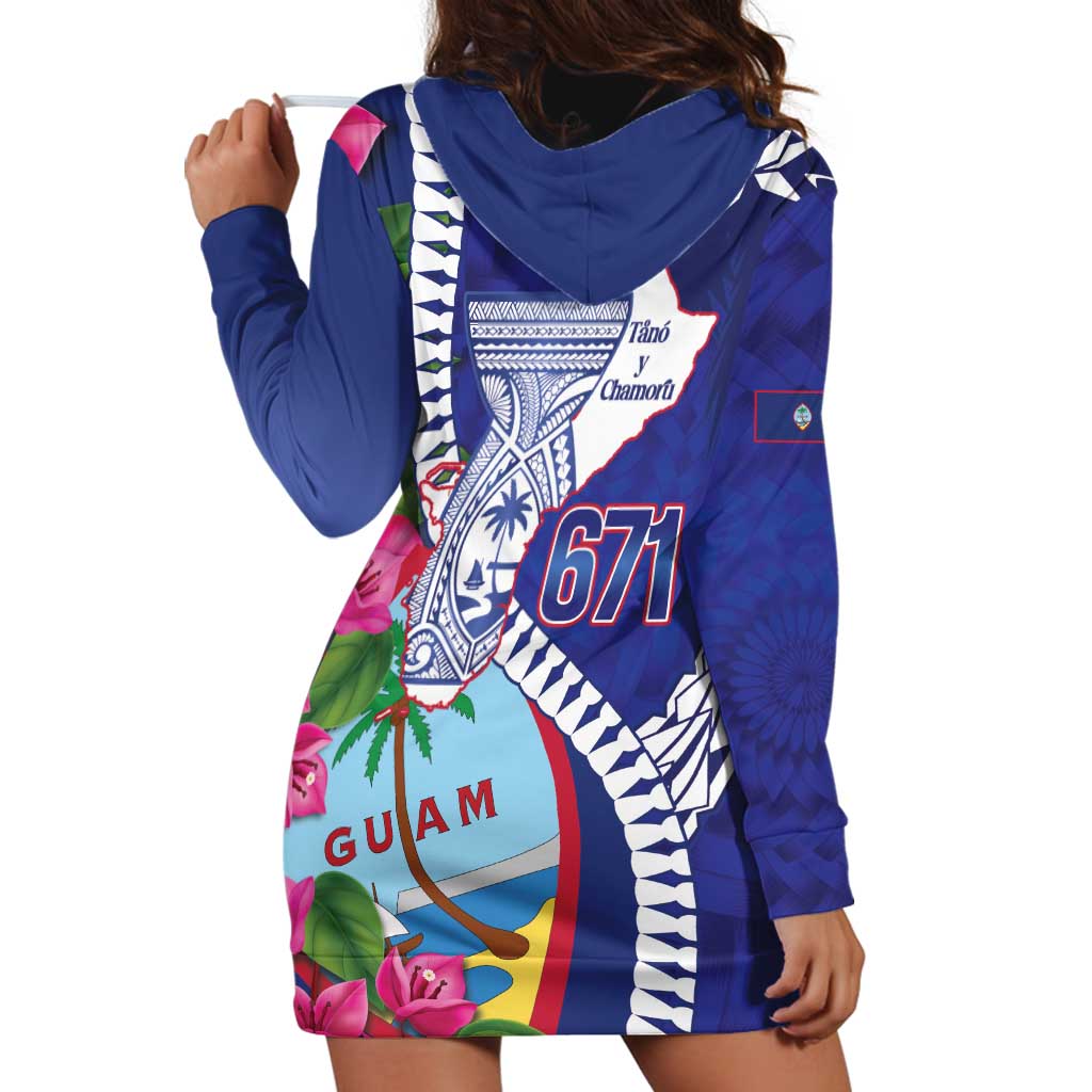 Biba Guam Liberation Day Hoodie Dress Tano y Chamoru Latte Stone Blue