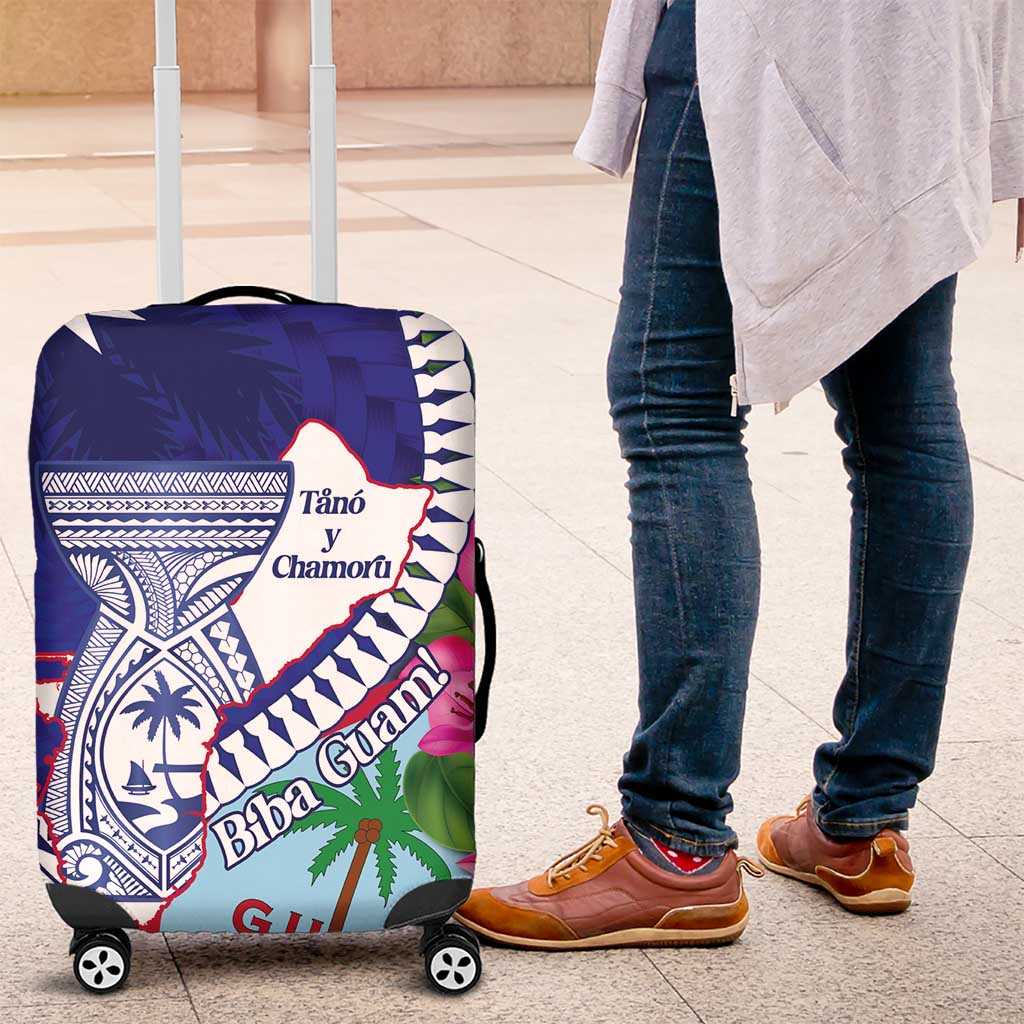 Biba Guam Liberation Day Luggage Cover Tano y Chamoru Latte Stone Blue