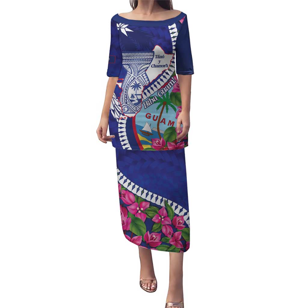 Biba Guam Liberation Day Puletasi Tano y Chamoru Latte Stone Blue