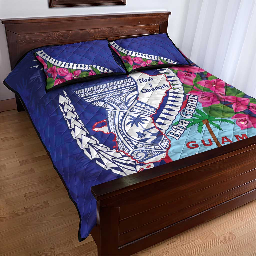 Biba Guam Liberation Day Quilt Bed Set Tano y Chamoru Latte Stone Blue