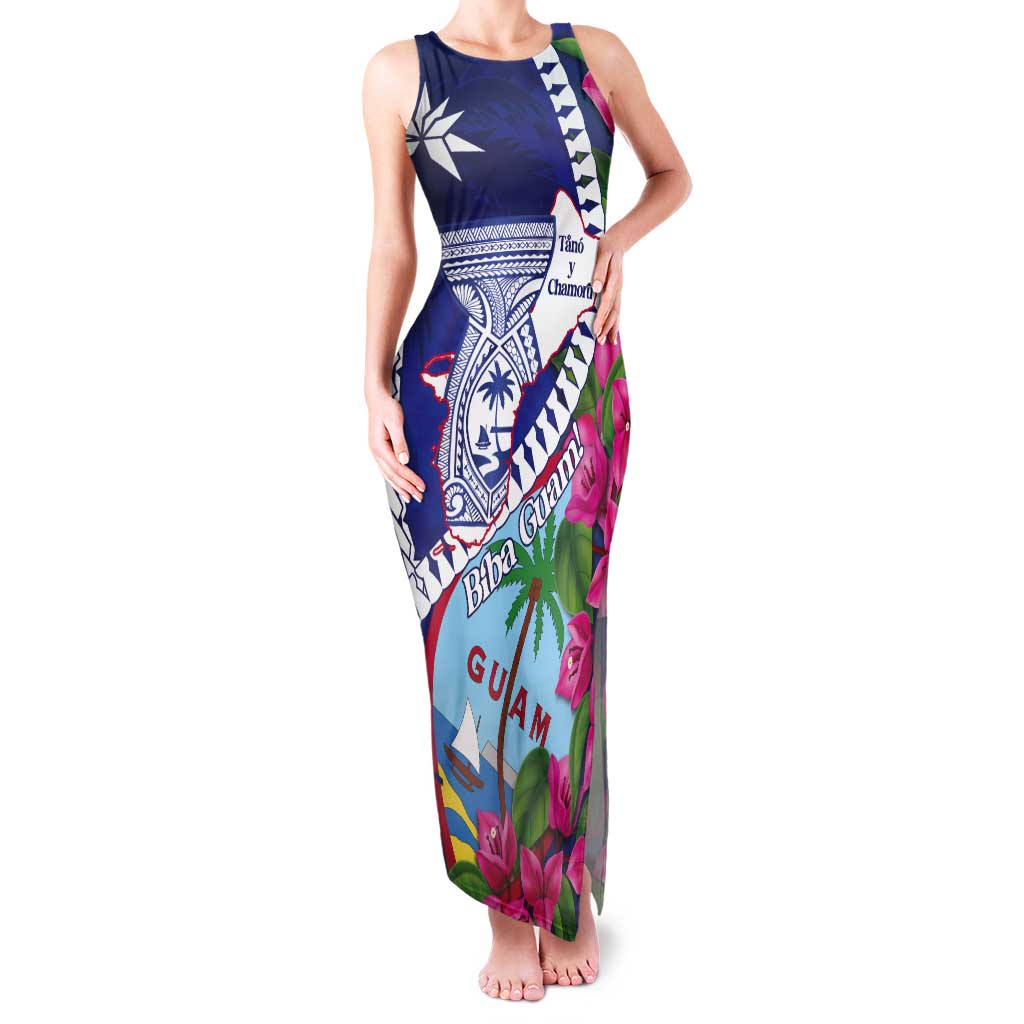Biba Guam Liberation Day Tank Maxi Dress Tano y Chamoru Latte Stone Blue
