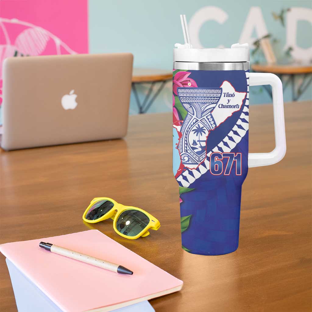 Biba Guam Liberation Day Tumbler With Handle Tano y Chamoru Latte Stone Blue