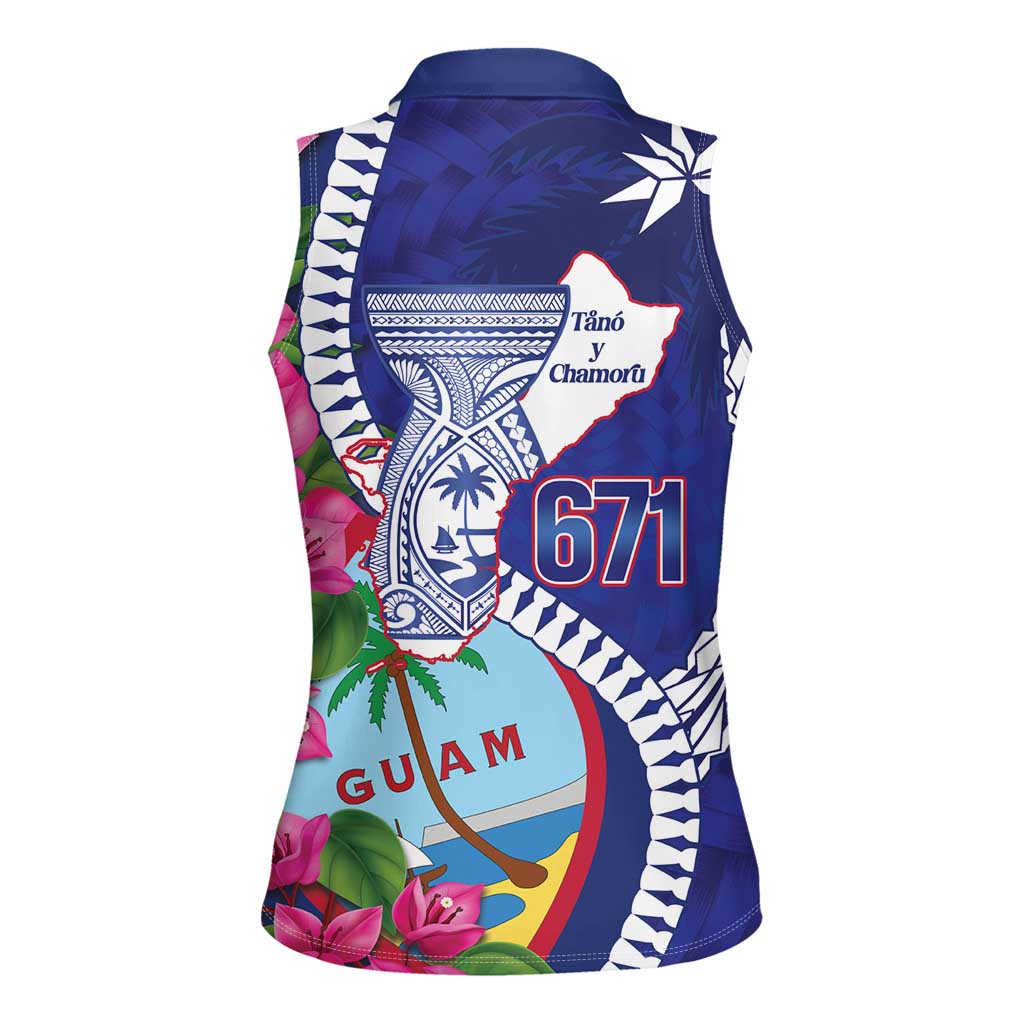 Biba Guam Liberation Day Women Sleeveless Polo Shirt Tano y Chamoru Latte Stone Blue