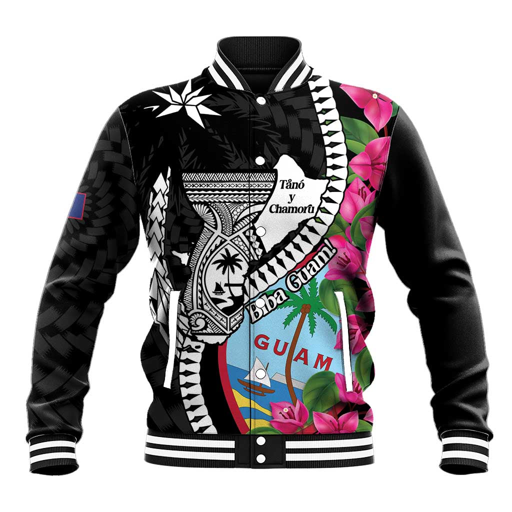 Biba Guam Liberation Day Baseball Jacket Tano y Chamoru Latte Stone Black