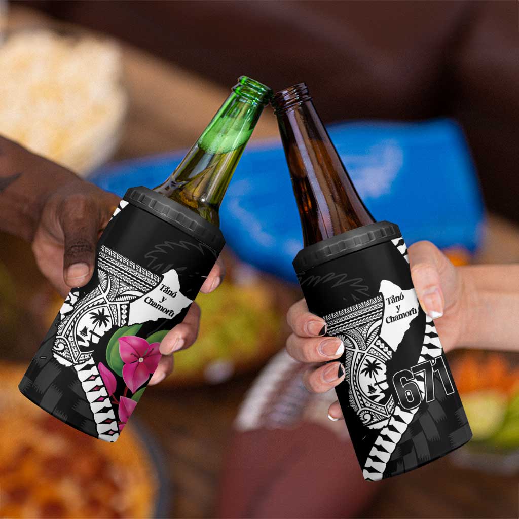 Biba Guam Liberation Day 4 in 1 Can Cooler Tumbler Tano y Chamoru Latte Stone Black