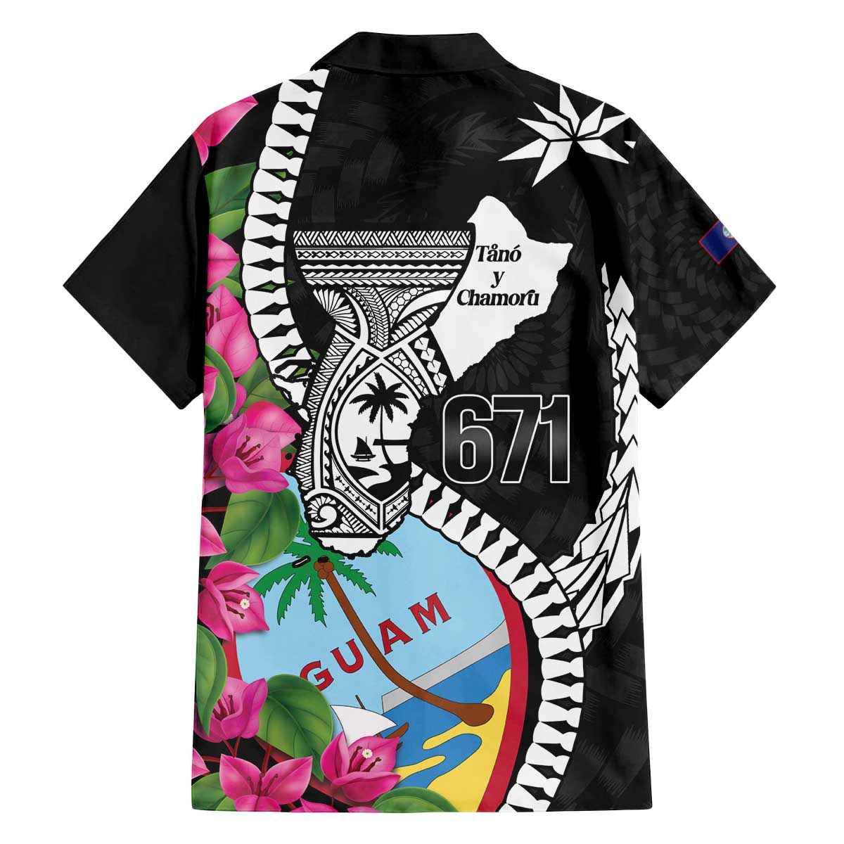 Biba Guam Liberation Day Family Matching Off The Shoulder Long Sleeve Dress and Hawaiian Shirt Tano y Chamoru Latte Stone Black
