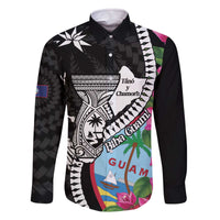 Biba Guam Liberation Day Family Matching Off The Shoulder Long Sleeve Dress and Hawaiian Shirt Tano y Chamoru Latte Stone Black