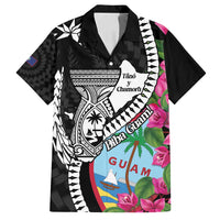 Biba Guam Liberation Day Family Matching Off Shoulder Maxi Dress and Hawaiian Shirt Tano y Chamoru Latte Stone Black