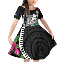 Biba Guam Liberation Day Family Matching Off Shoulder Short Dress and Hawaiian Shirt Tano y Chamoru Latte Stone Black