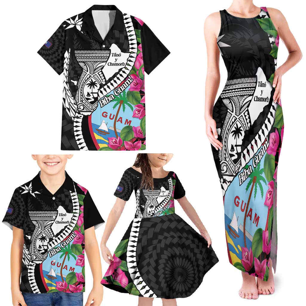 Biba Guam Liberation Day Family Matching Tank Maxi Dress and Hawaiian Shirt Tano y Chamoru Latte Stone Black LT14 - Polynesian Pride