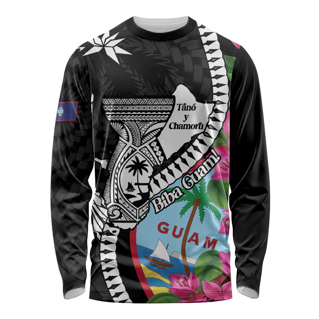Biba Guam Liberation Day Long Sleeve Shirt Tano y Chamoru Latte Stone Black