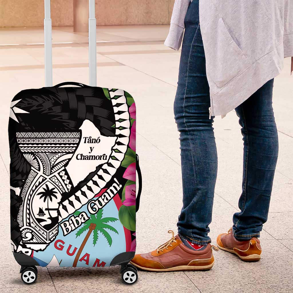 Biba Guam Liberation Day Luggage Cover Tano y Chamoru Latte Stone Black