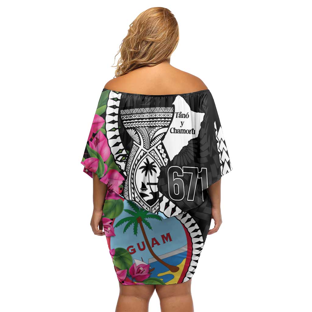 Biba Guam Liberation Day Off Shoulder Short Dress Tano y Chamoru Latte Stone Black