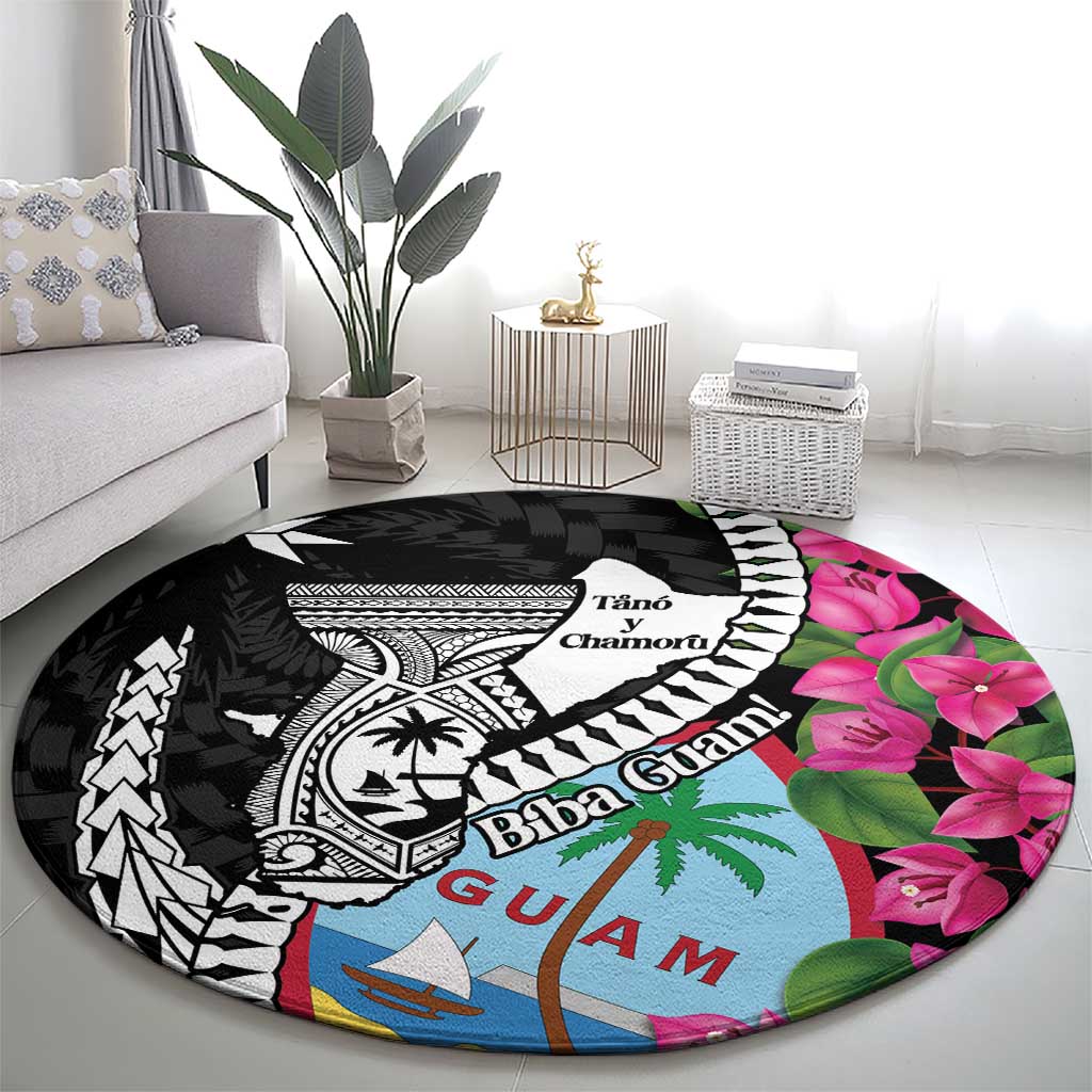 Biba Guam Liberation Day Round Carpet Tano y Chamoru Latte Stone Black