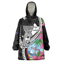 Biba Guam Liberation Day Wearable Blanket Hoodie Tano y Chamoru Latte Stone Black