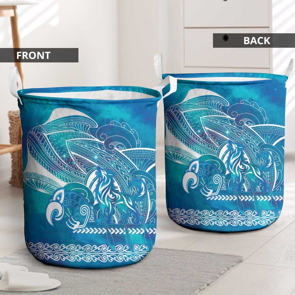 Kuri Dog Waka New Zealand Matariki Laundry Basket Ocean Sharks Maori Tattoo