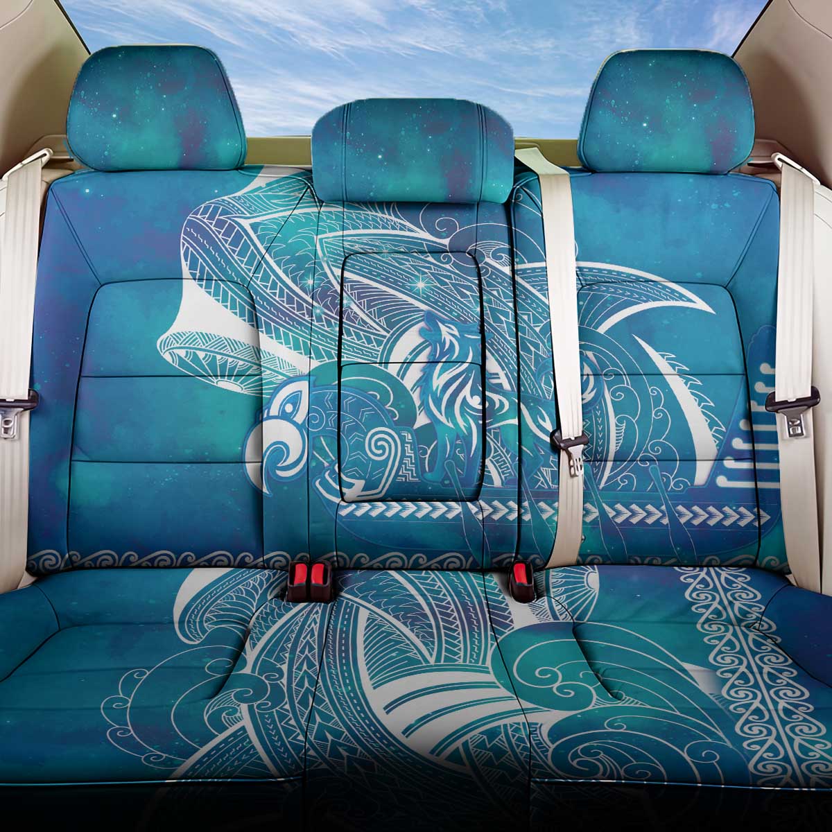 Kuri Dog Waka New Zealand Matariki Back Car Seat Cover Ocean Sharks Maori Tattoo