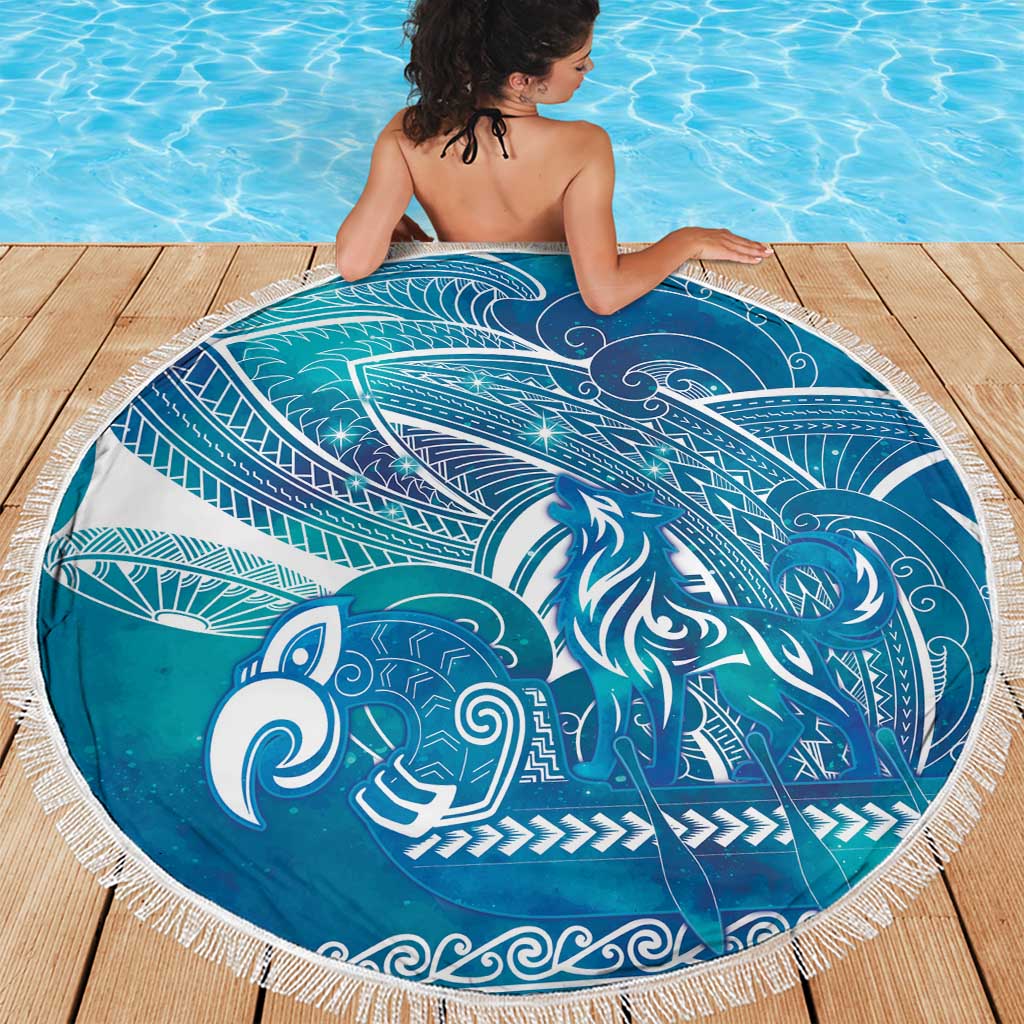 Kuri Dog Waka New Zealand Matariki Beach Blanket Ocean Sharks Maori Tattoo LT14 - Polynesian Pride