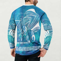 Kuri Dog Waka New Zealand Matariki Button Sweatshirt Ocean Sharks Maori Tattoo