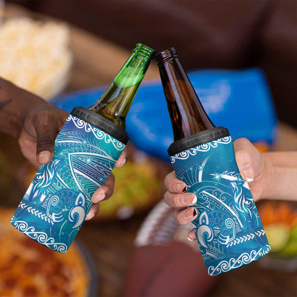 Kuri Dog Waka New Zealand Matariki 4 in 1 Can Cooler Tumbler Ocean Sharks Maori Tattoo LT14 - Polynesian Pride