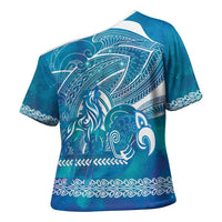 Kuri Dog Waka New Zealand Matariki Cross Shoulder Shirt Ocean Sharks Maori Tattoo LT14 - Polynesian Pride
