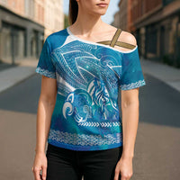 Kuri Dog Waka New Zealand Matariki Cross Shoulder Shirt Ocean Sharks Maori Tattoo LT14 - Polynesian Pride