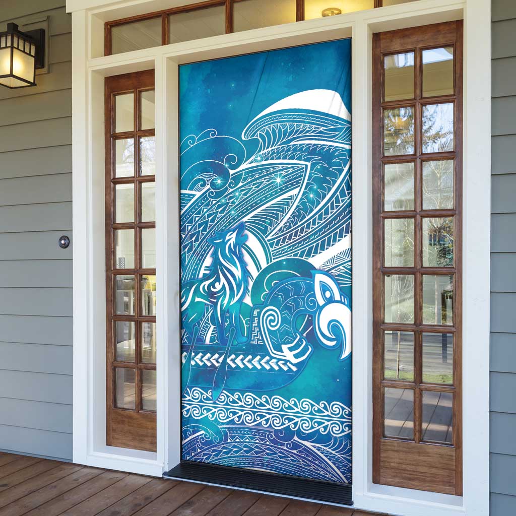 Kuri Dog Waka New Zealand Matariki Door Cover Ocean Sharks Maori Tattoo LT14 - Polynesian Pride
