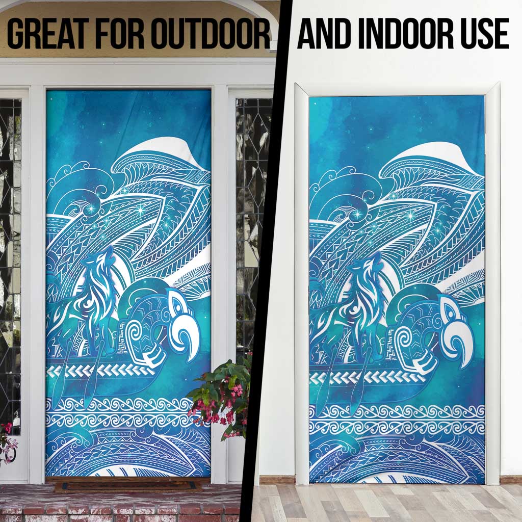 Kuri Dog Waka New Zealand Matariki Door Cover Ocean Sharks Maori Tattoo LT14 - Polynesian Pride