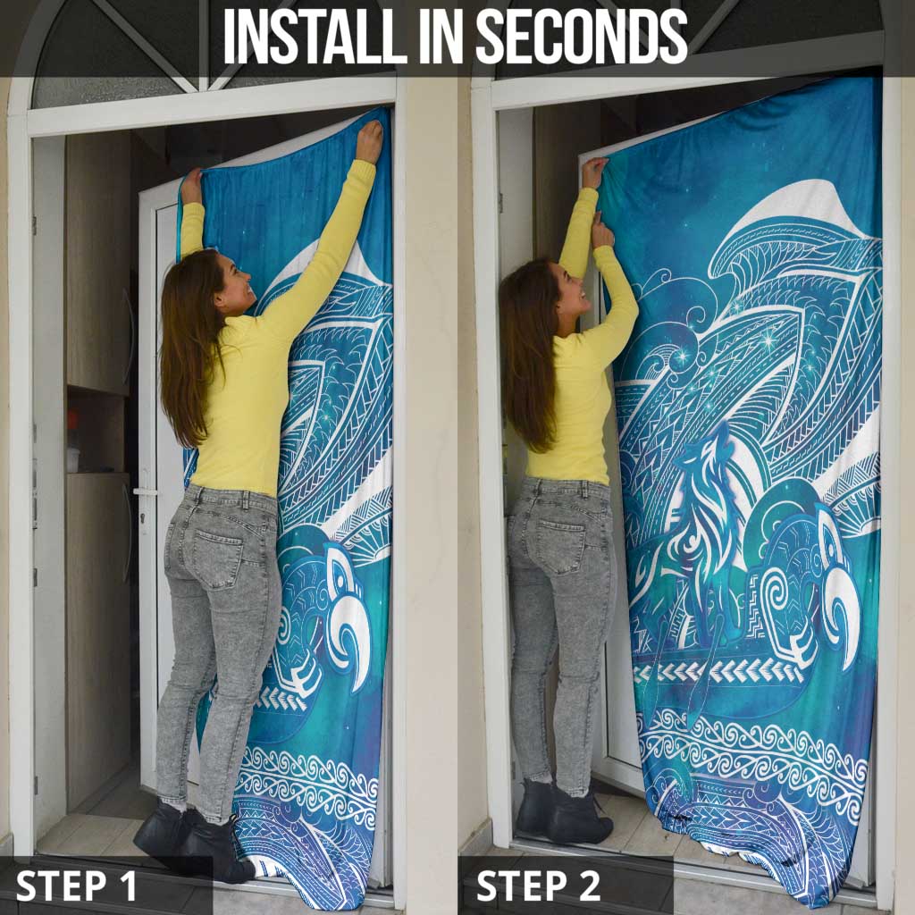 Kuri Dog Waka New Zealand Matariki Door Cover Ocean Sharks Maori Tattoo LT14 - Polynesian Pride