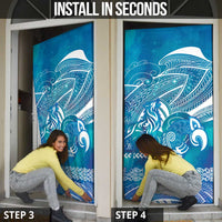 Kuri Dog Waka New Zealand Matariki Door Cover Ocean Sharks Maori Tattoo LT14 - Polynesian Pride
