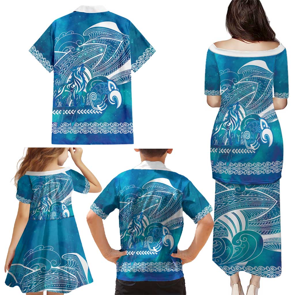 Kuri Dog Waka New Zealand Matariki Family Matching Puletasi and Hawaiian Shirt Ocean Sharks Maori Tattoo LT14 - Polynesian Pride