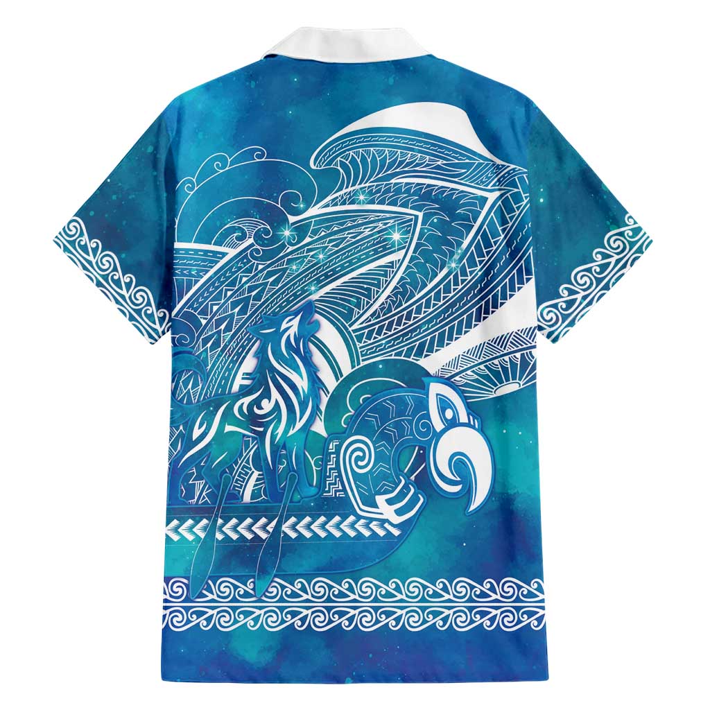 Kuri Dog Waka New Zealand Matariki Family Matching Short Sleeve Bodycon Dress and Hawaiian Shirt Ocean Sharks Maori Tattoo LT14 - Polynesian Pride
