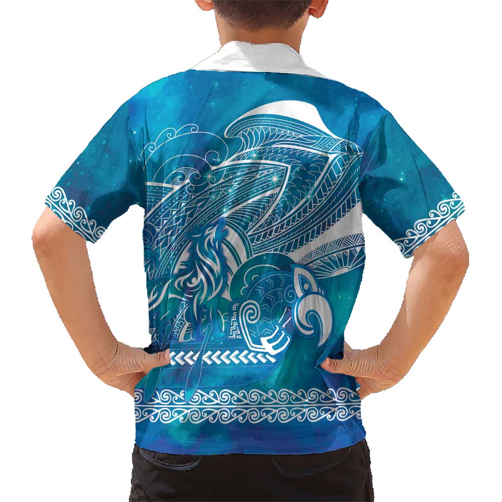 Kuri Dog Waka New Zealand Matariki Family Matching Tank Maxi Dress and Hawaiian Shirt Ocean Sharks Maori Tattoo LT14 - Polynesian Pride