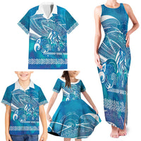Kuri Dog Waka New Zealand Matariki Family Matching Tank Maxi Dress and Hawaiian Shirt Ocean Sharks Maori Tattoo LT14 - Polynesian Pride