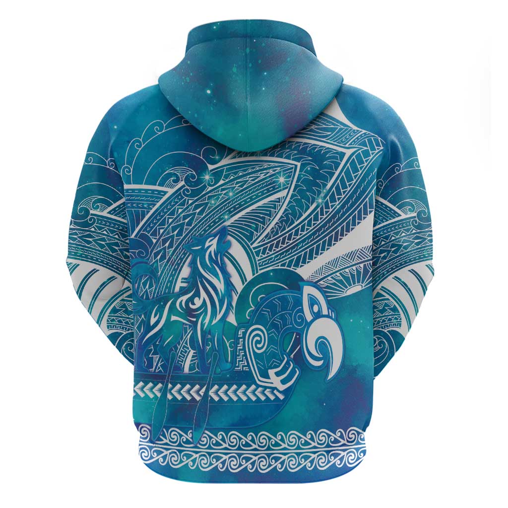 Kuri Dog Waka New Zealand Matariki Hoodie Ocean Sharks Maori Tattoo LT14 - Polynesian Pride