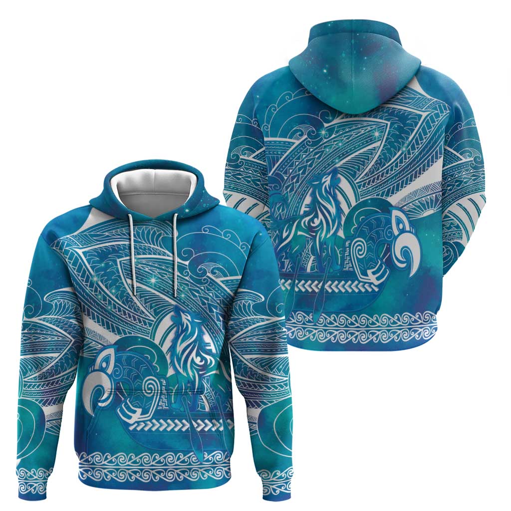 Kuri Dog Waka New Zealand Matariki Hoodie Ocean Sharks Maori Tattoo LT14 - Polynesian Pride
