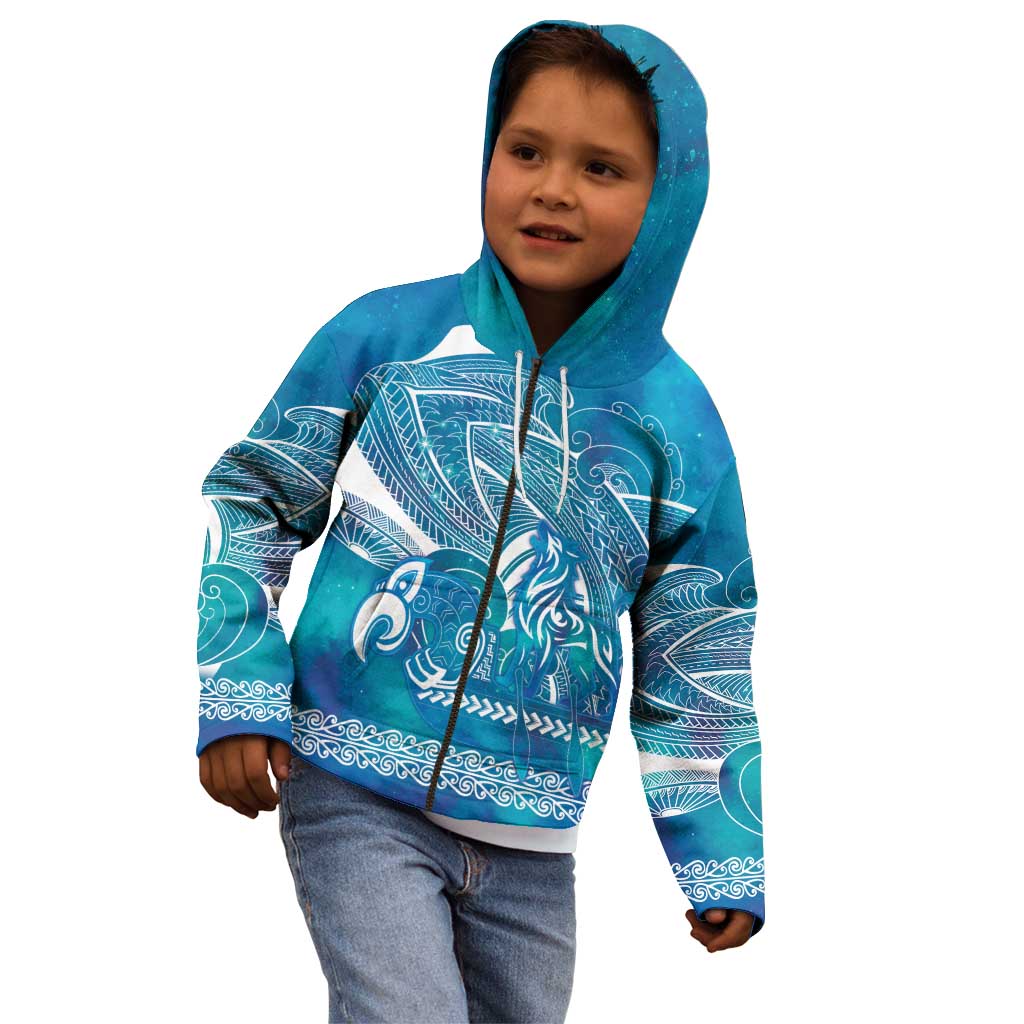 Kuri Dog Waka New Zealand Matariki Kid Hoodie Ocean Sharks Maori Tattoo LT14 - Polynesian Pride