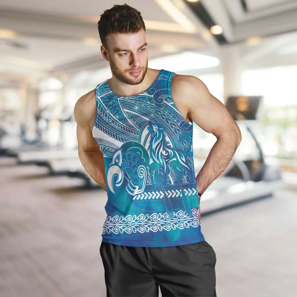 Kuri Dog Waka New Zealand Matariki Men Tank Top Ocean Sharks Maori Tattoo LT14 Blue - Polynesian Pride