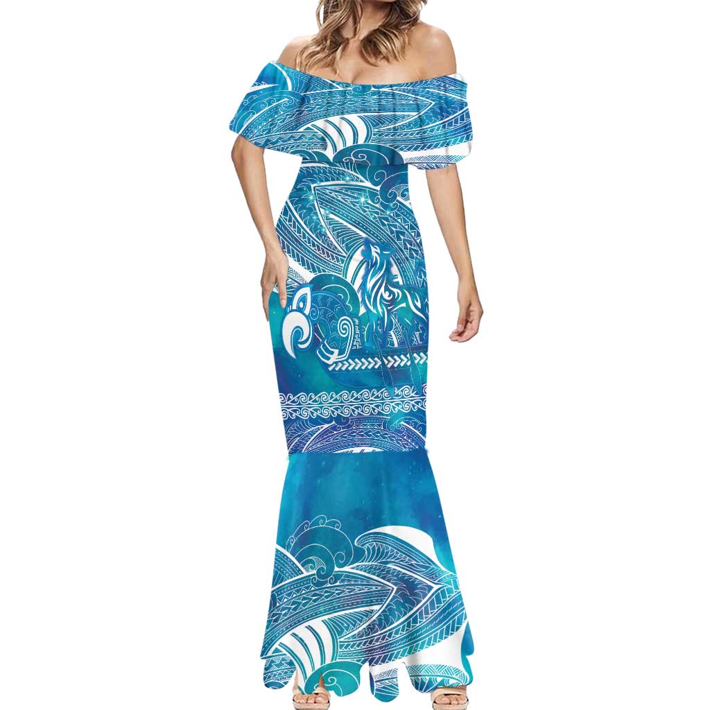 Kuri Dog Waka New Zealand Matariki Mermaid Dress Ocean Sharks Maori Tattoo LT14 - Polynesian Pride