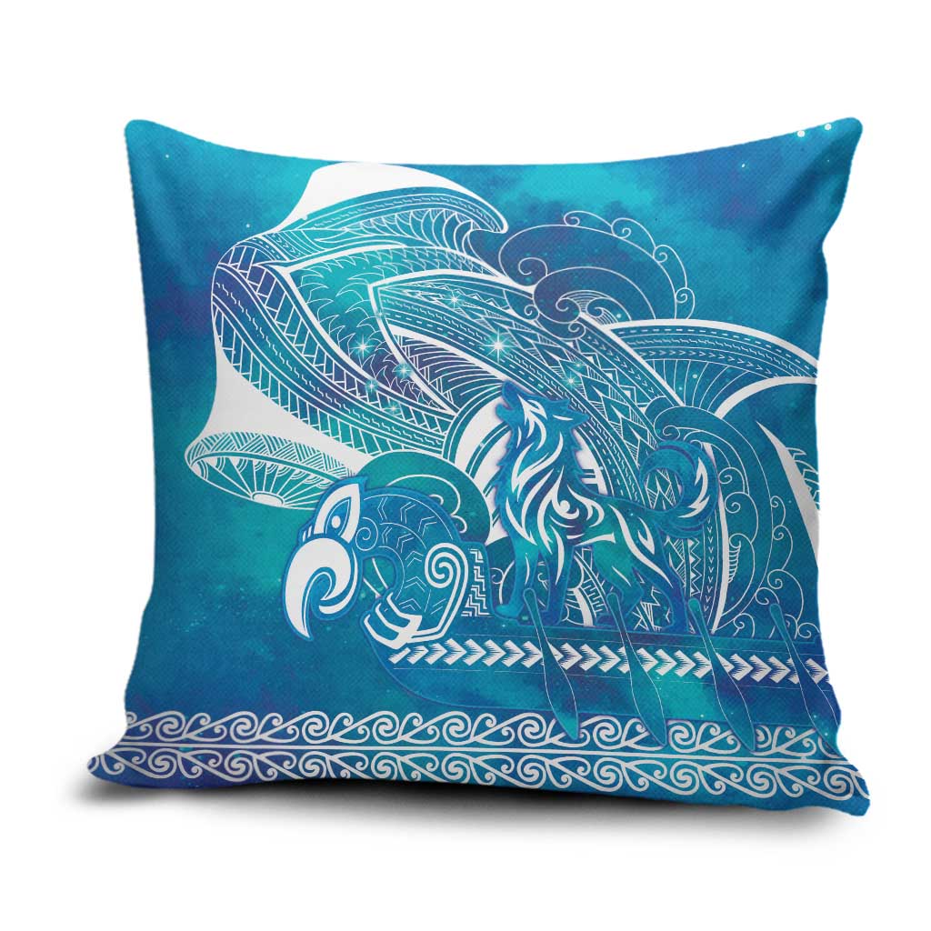 Kuri Dog Waka New Zealand Matariki Pillow Cover Ocean Sharks Maori Tattoo