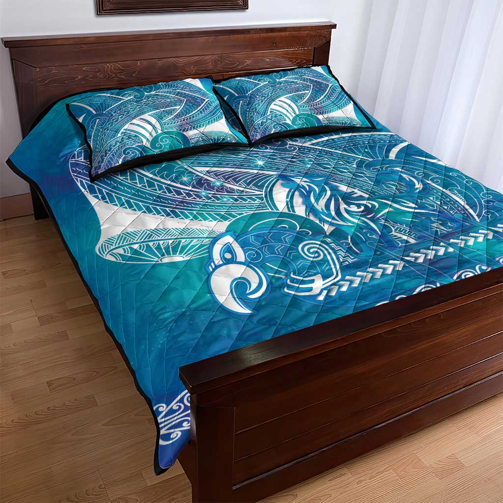 Kuri Dog Waka New Zealand Matariki Quilt Bed Set Ocean Sharks Maori Tattoo