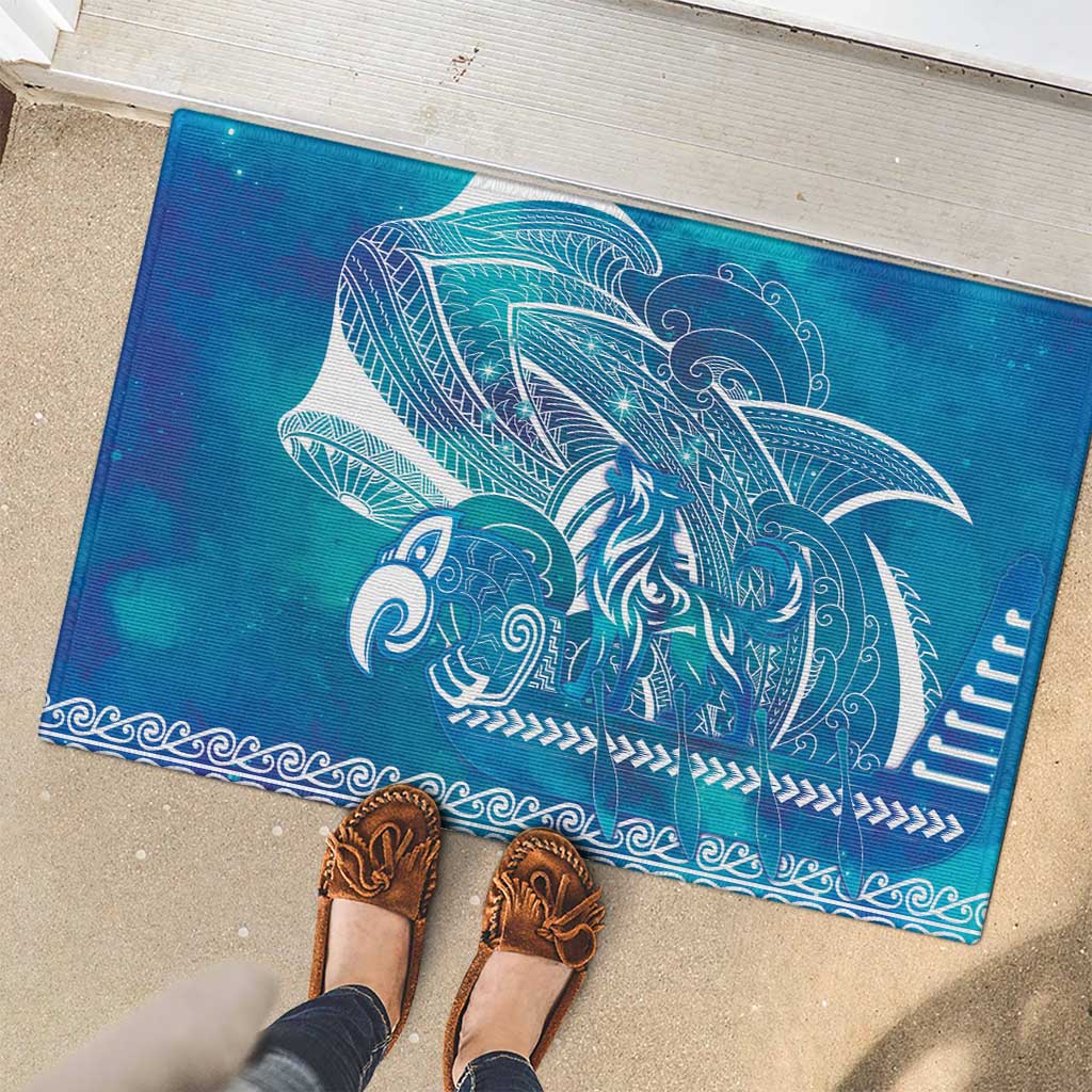 Kuri Dog Waka New Zealand Matariki Rubber Doormat Ocean Sharks Maori Tattoo