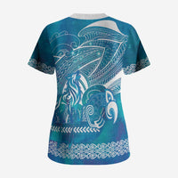 Kuri Dog Waka New Zealand Matariki Scrub Top Ocean Sharks Maori Tattoo LT14 - Polynesian Pride